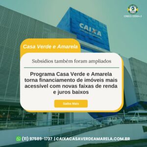 Programa Casa Verde e Amarela torna financiamento de imóveis mais acessível com novas faixas de renda e juros baixos